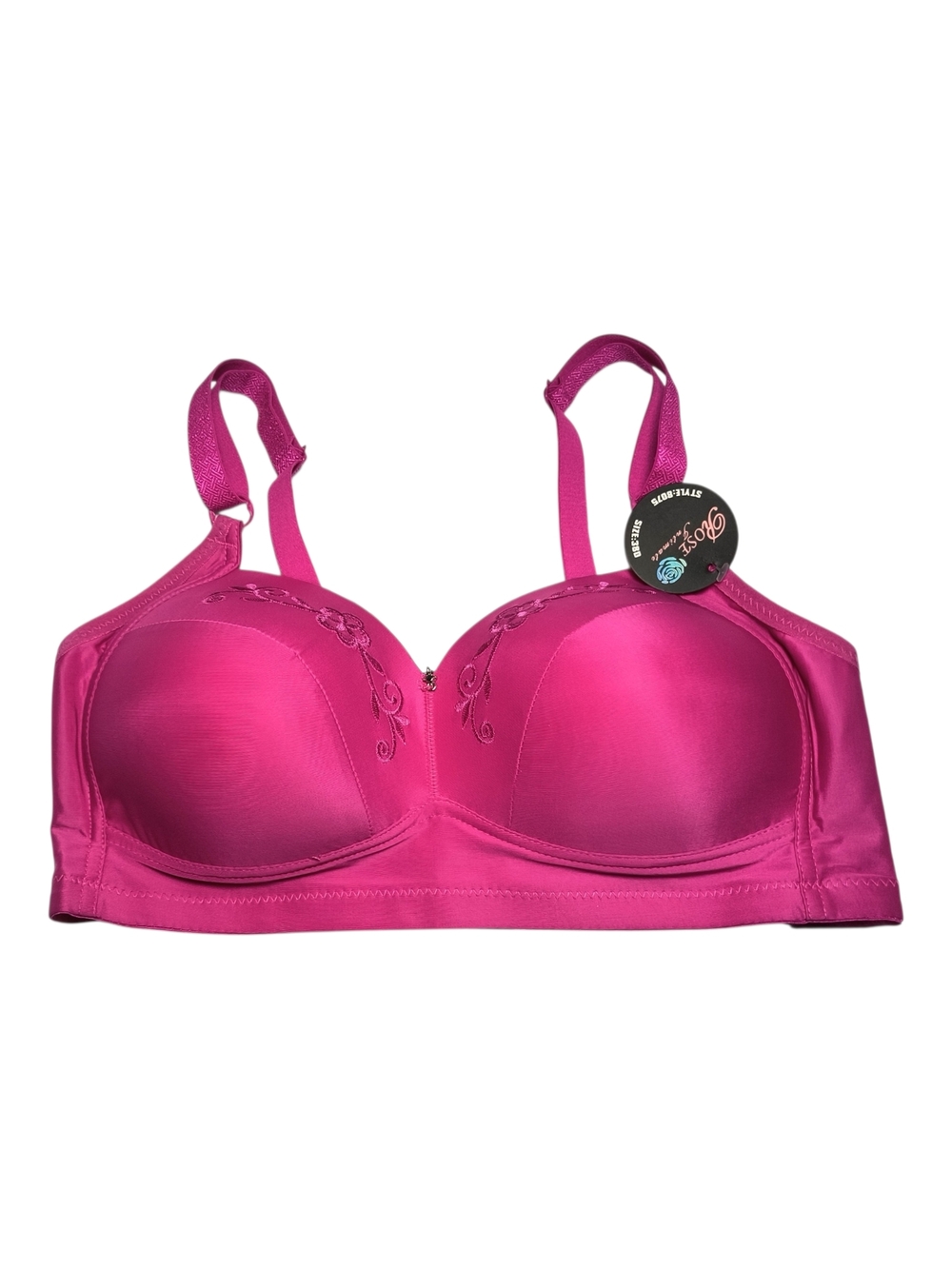 Rose Intimate Supportive Fuschia Wireless Bra with Floral Embroidery 38D